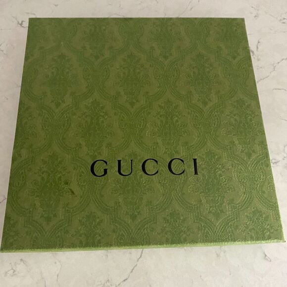 Gucci Green Damask Embossed Cardboard Empty Box Only L 10